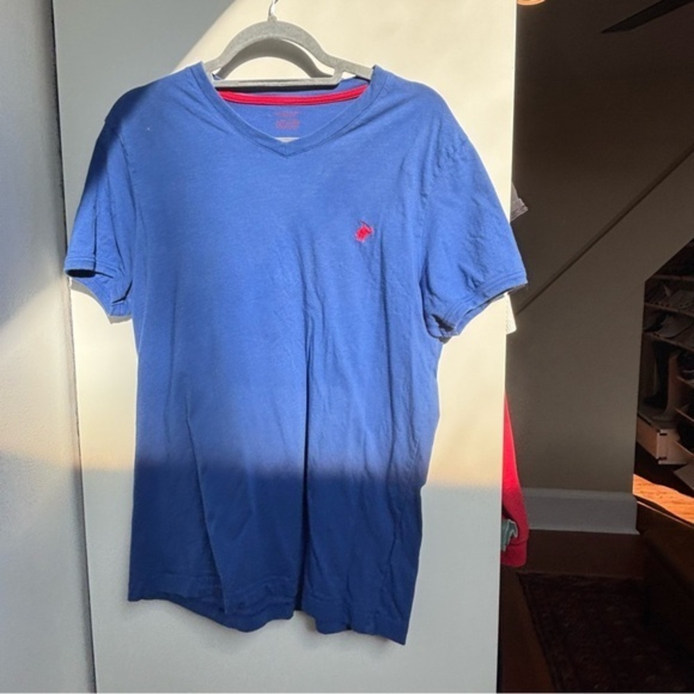 Men's Blue V-Neck Shirt